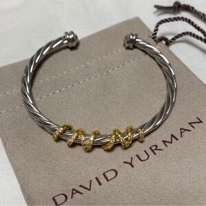 David Yurman Silver and Gold Cable Bracelet 4mm